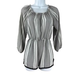Ecote Romper Womens XS White‎ Black Striped Casual Summer Playsuit